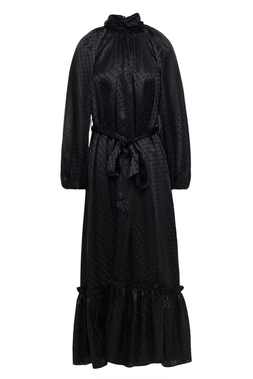 Black Wavelength twist-front belted  silk-jacquard midi dress | ZIMMERMANN | THE OUTNET | The Outnet (UK and Europe)