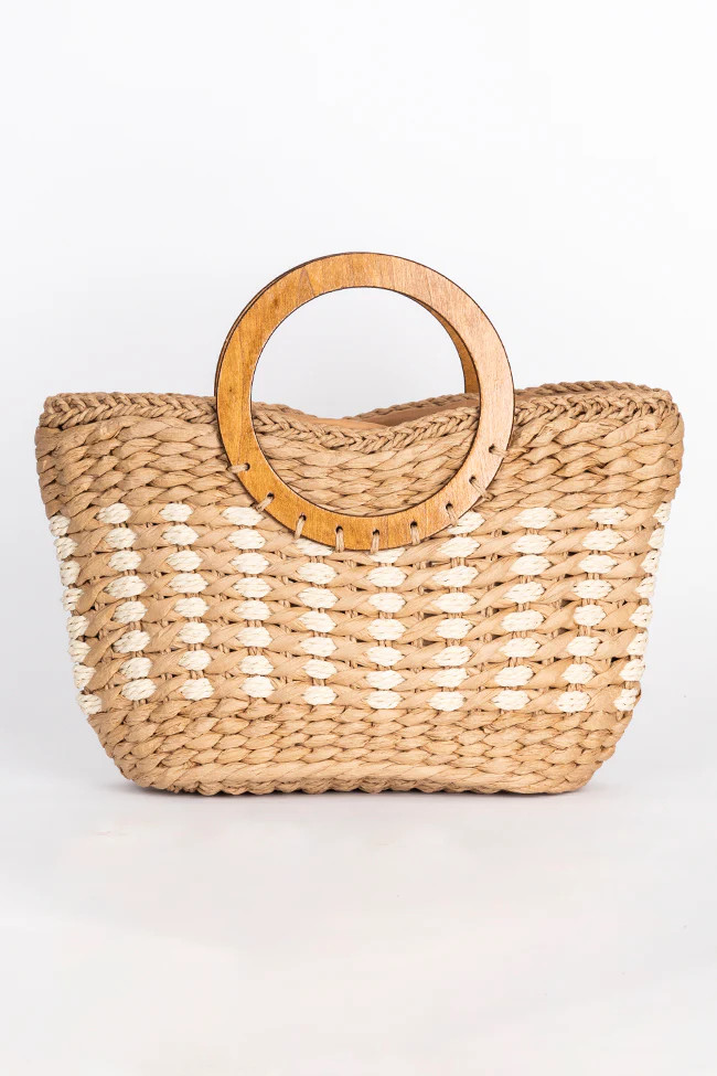 Take A Day Trip Tan Woven Straw Purse | Pink Lily