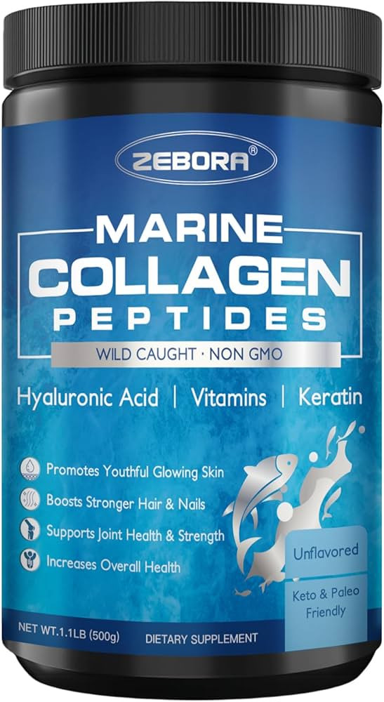 ZEBORA Marine Collagen Peptides Powder 50 Servings - Wild Caught Hydrolyzed Fish Collagen with Hy... | Amazon (US)