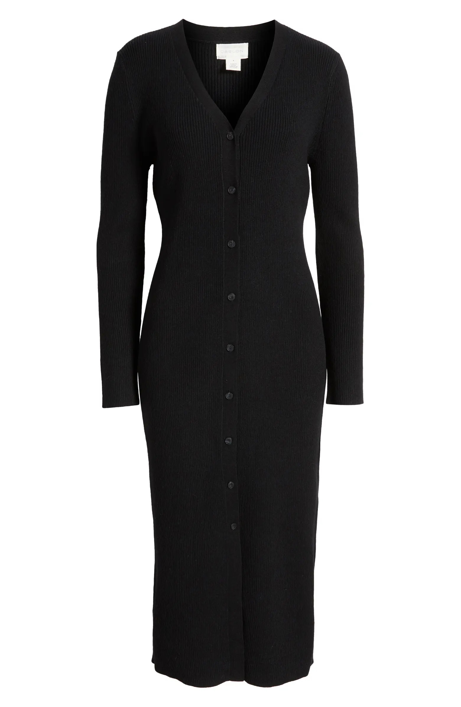 Long Sleeve Button-Up Rib Sweater Dress | Nordstrom