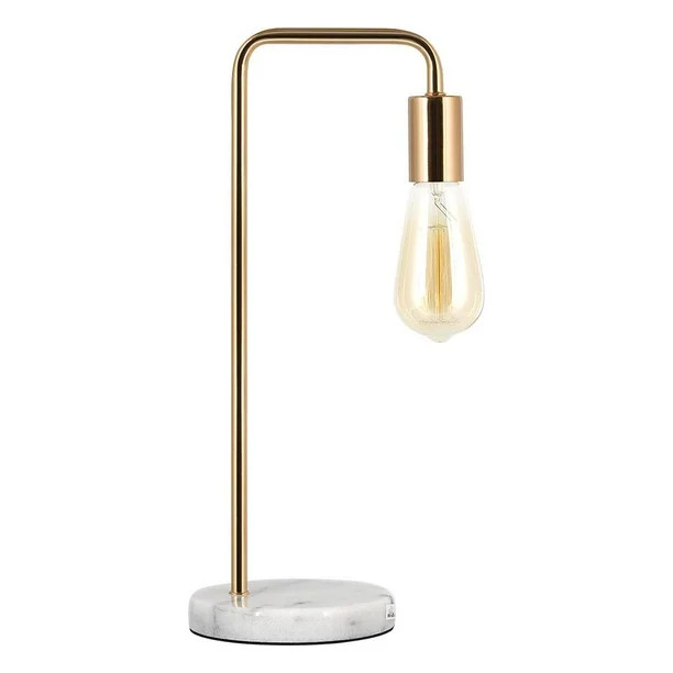 Haitral Gold Edison Industrial Modern Table Reading Lamp with Marble Base for Bedroom, Office | Walmart (US)