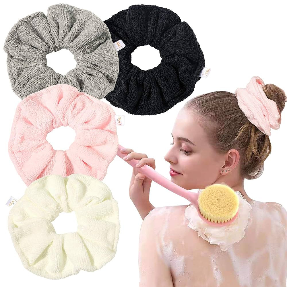 Ivyu Microfiber Hair Drying Scrunchies Towel Fiber Large Big Scrunchie for Curl Hair for Shower W... | Amazon (US)