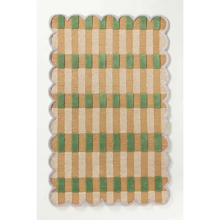 Modern Hand-Tufted Scalloped Wool Area Rug | 100% New Zealand Wool Carpet for Living Room, Bedroo... | Walmart (US)