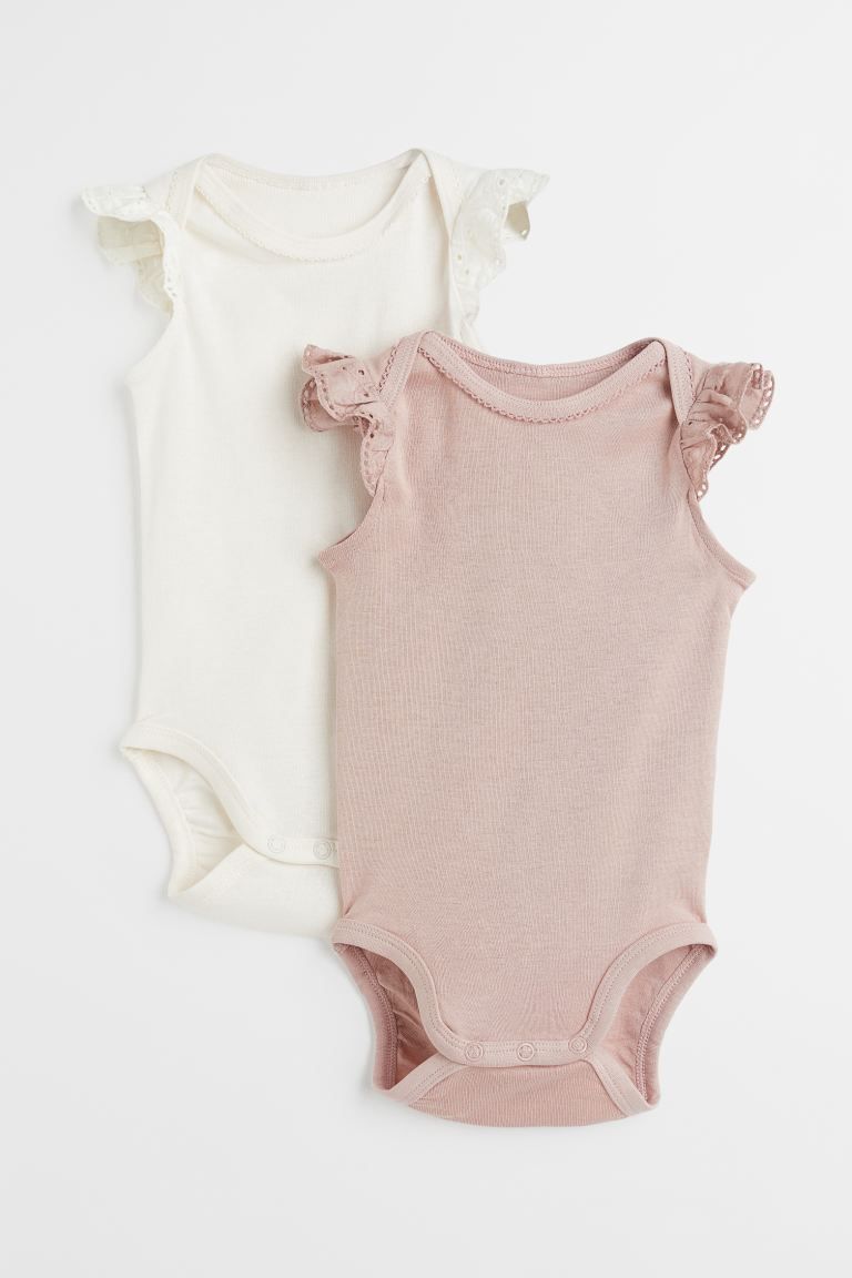 2-pack Picot-trim Bodysuits | H&M (US)