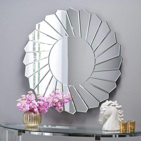 Drema Glam Sunburst Accent Mirror by Christopher Knight Home - Clear | Overstock.com Shopping - T... | Bed Bath & Beyond