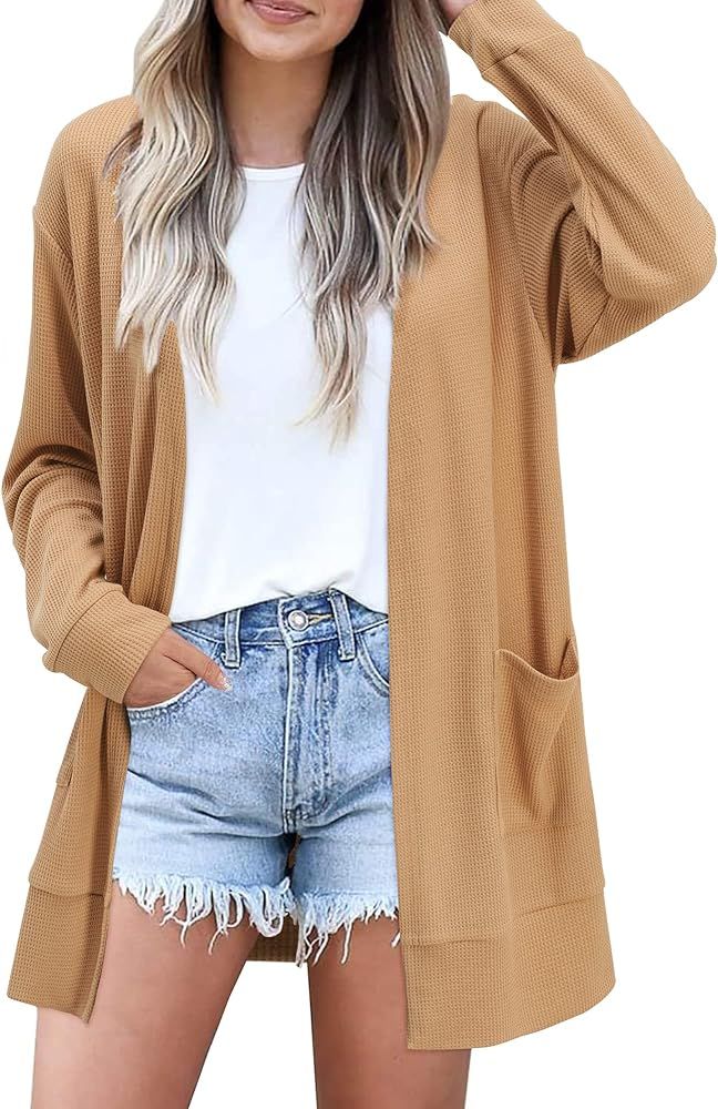 STYLEWORD Women's Long Sleeve Open Front Lightweight Knit Cardigan Sweater Casual Loose Fall Card... | Amazon (US)