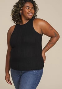 Plus Size 24/7 Highline Solid Fitted Ribbed Tank Top | Maurices