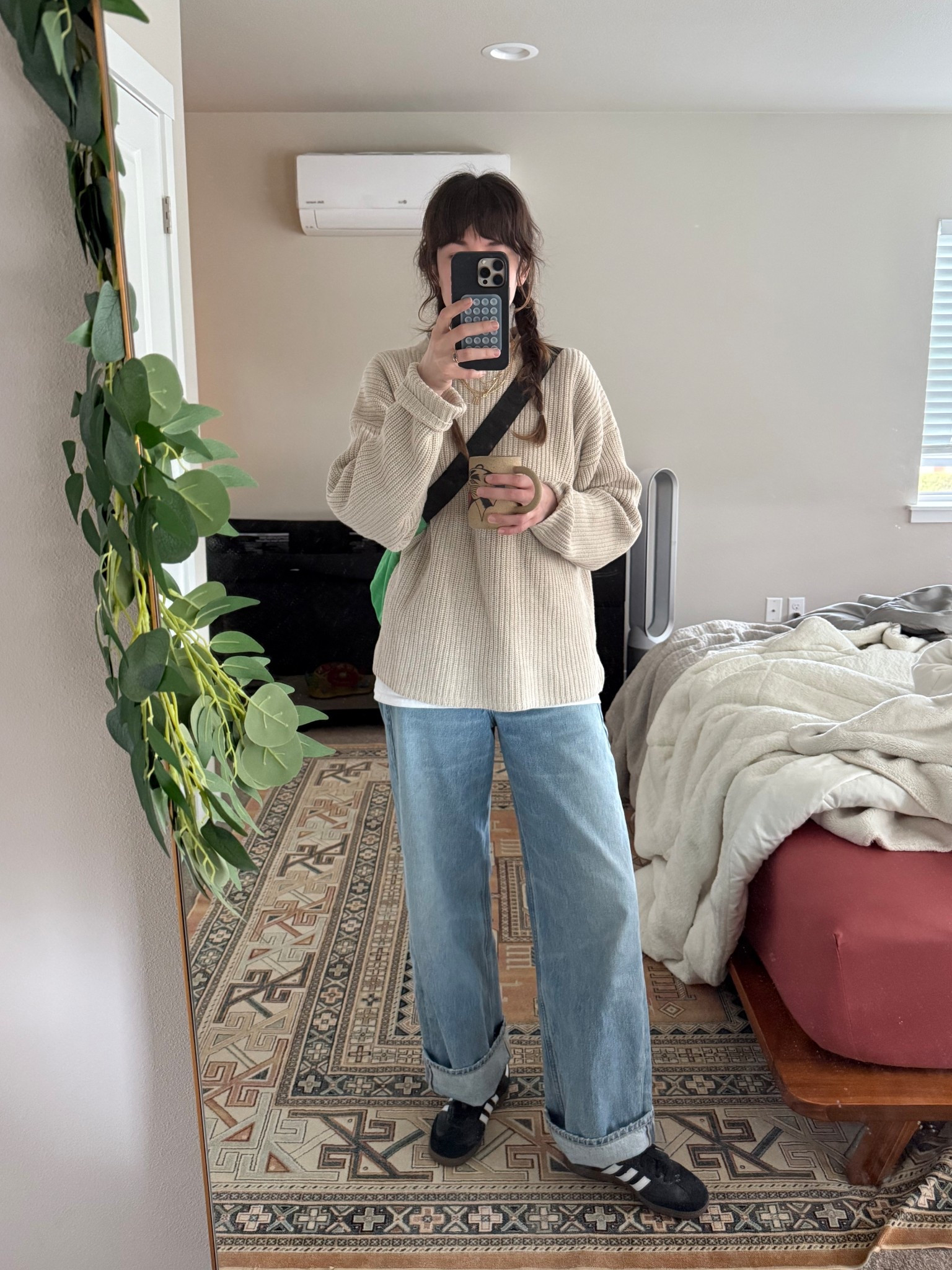 3.18 wfh ootd! Sweater is vintage & thrifted, shirt is Kelsea Ballerini merch, bag is baggu medium crescent! Linked similar for the tee and bag. 