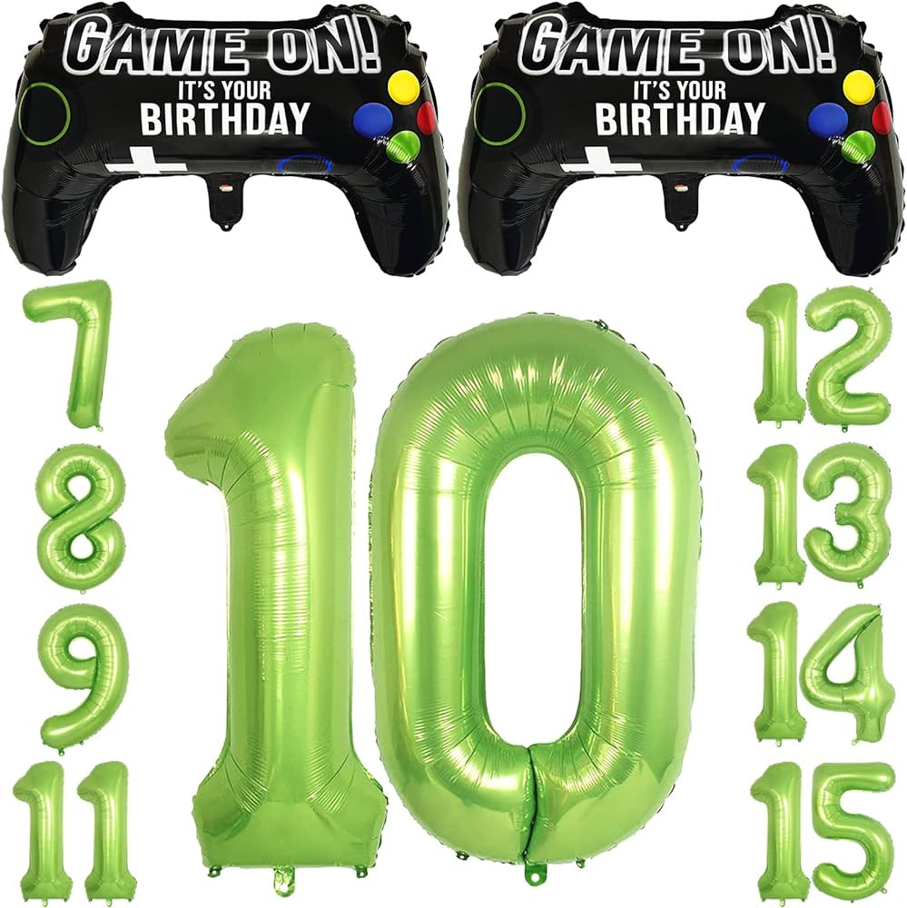 Video Game Party Balloons for Boys 10th Birthday Decorations- 2 Packs Game Controller Mylar Ballo... | Amazon (US)