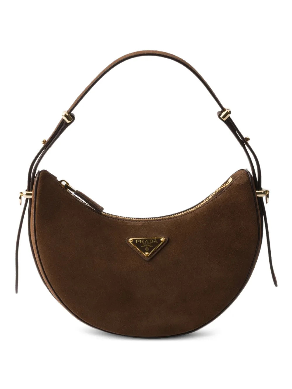 Prada mini Arqué suede shoulder bag - Brown | Farfetch Global