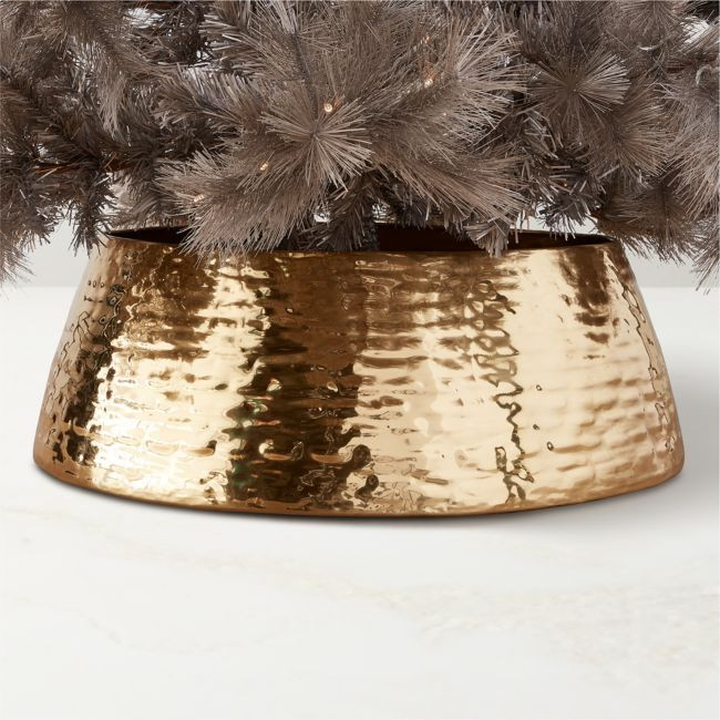 Liquid Textured Brass Christmas Tree Collar | CB2