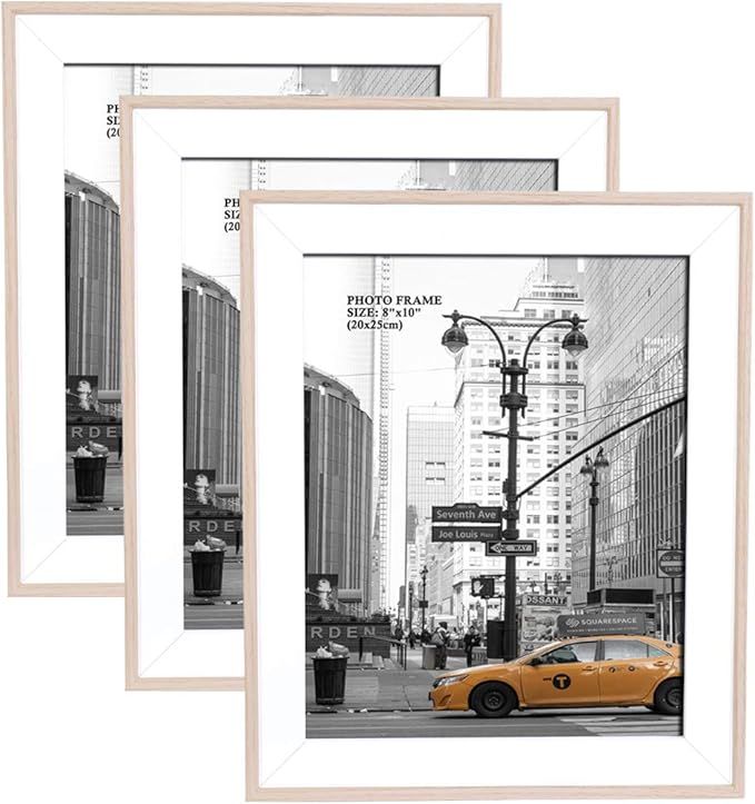8x10 Picture Frame (3 Pack, Natural Woodgrain), Photo Frame 8x10 for Table Top Display and Wall M... | Amazon (US)