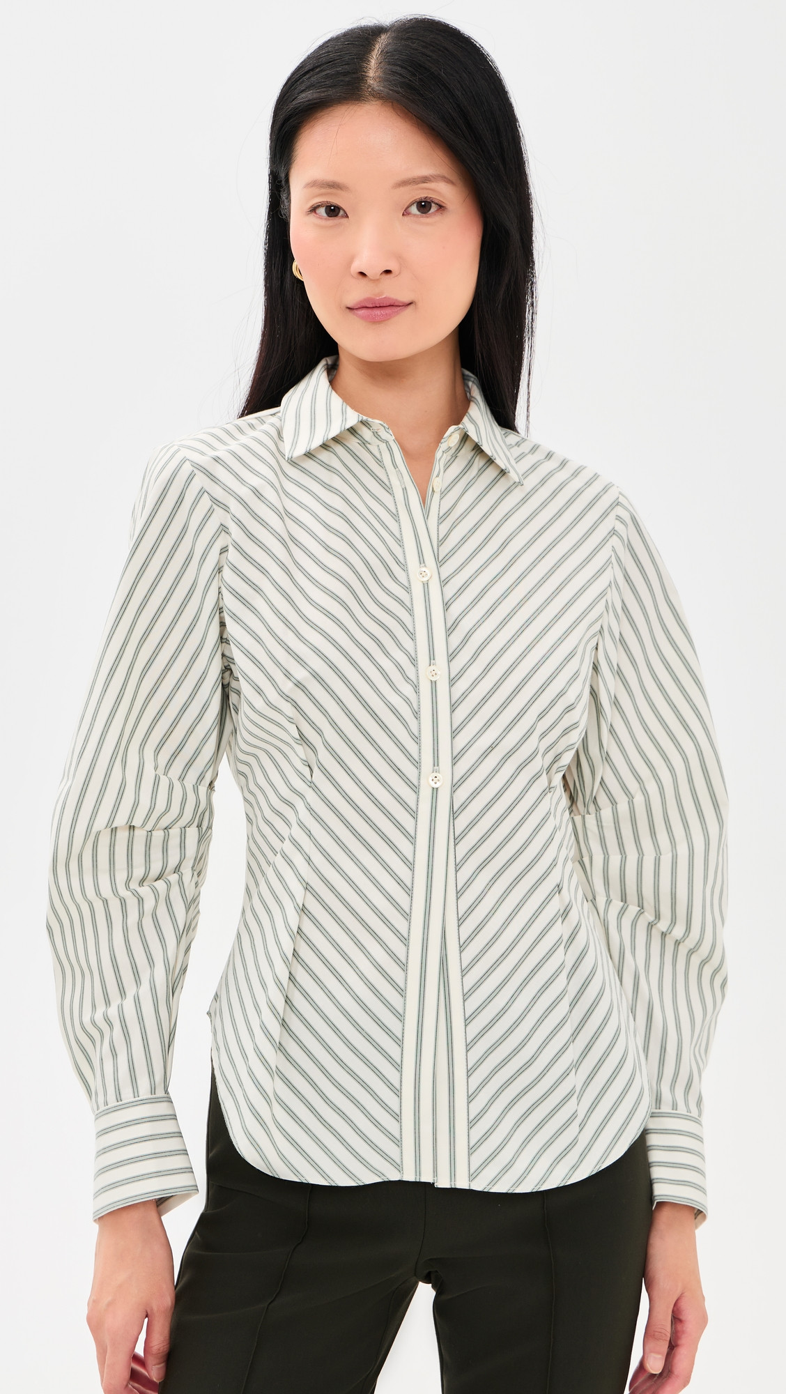 HEVRON Drexel Stripe Shirt Ivory Stripe XS | Shopbop