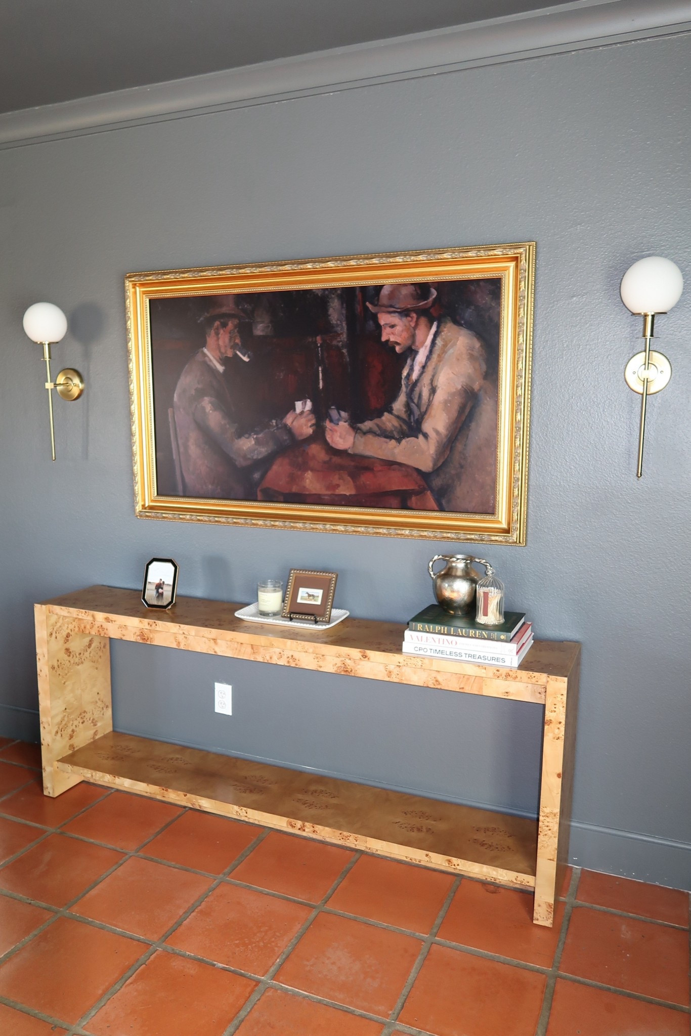 Still working on finishing this piece! However, this table is even better than I expected. So beautiful in person. Very well made. #cb2 #burlwood #burlwoodconsoletable #consoletable #homedecor #frametv 

#LTKdayinmylife #LTKHome #LTKmomlife