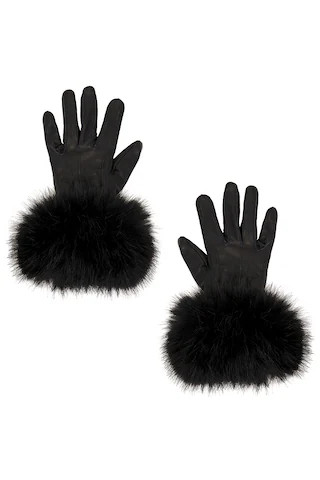 Adrienne Landau The Leather Faux Fur Glove in Jet Black from Revolve.com | Revolve Clothing (Global)