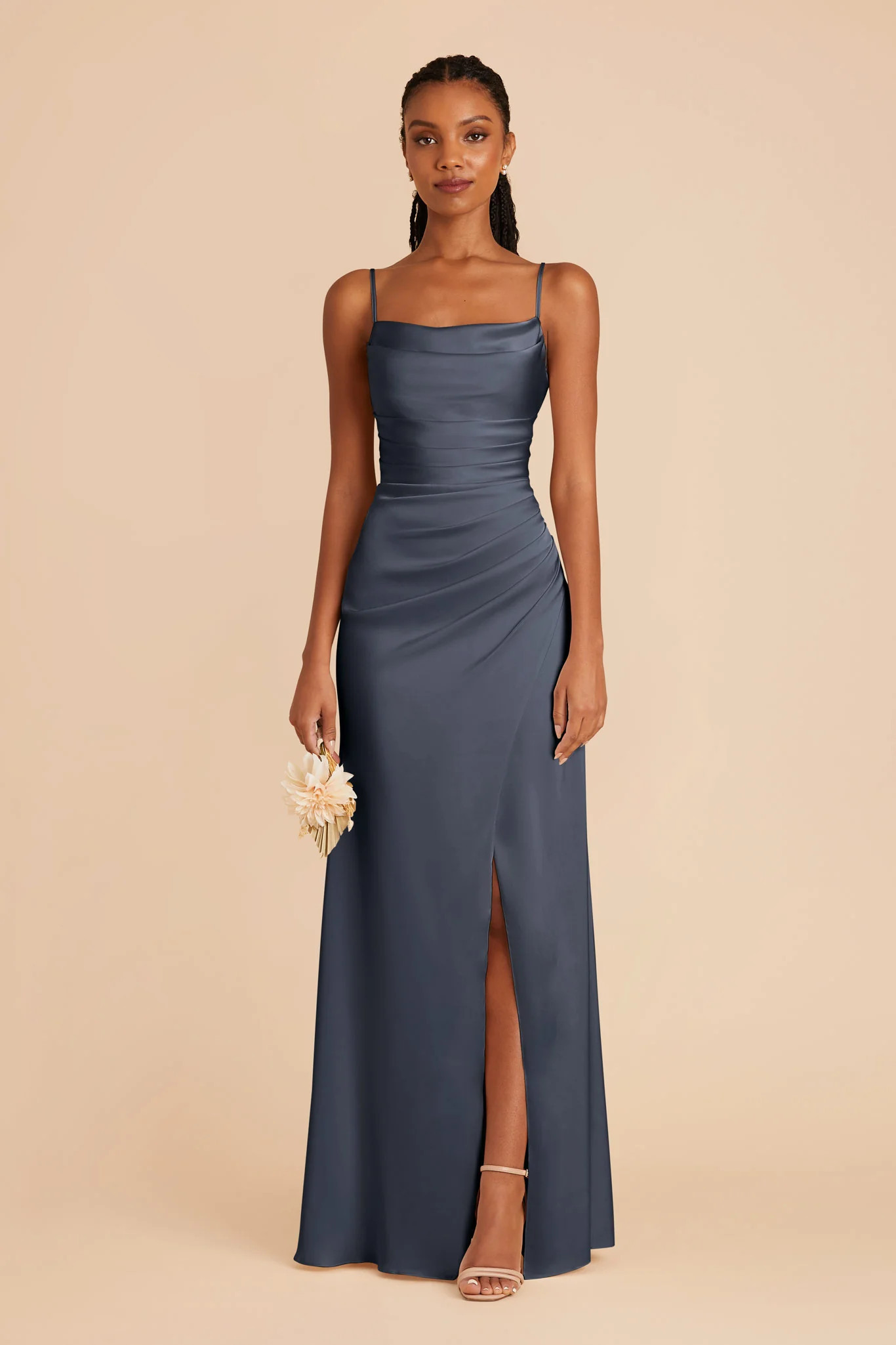 Dusk Blue Bridesmaid Dress Matte Satin Size XS Birdy Grey Lydia | Birdy Grey