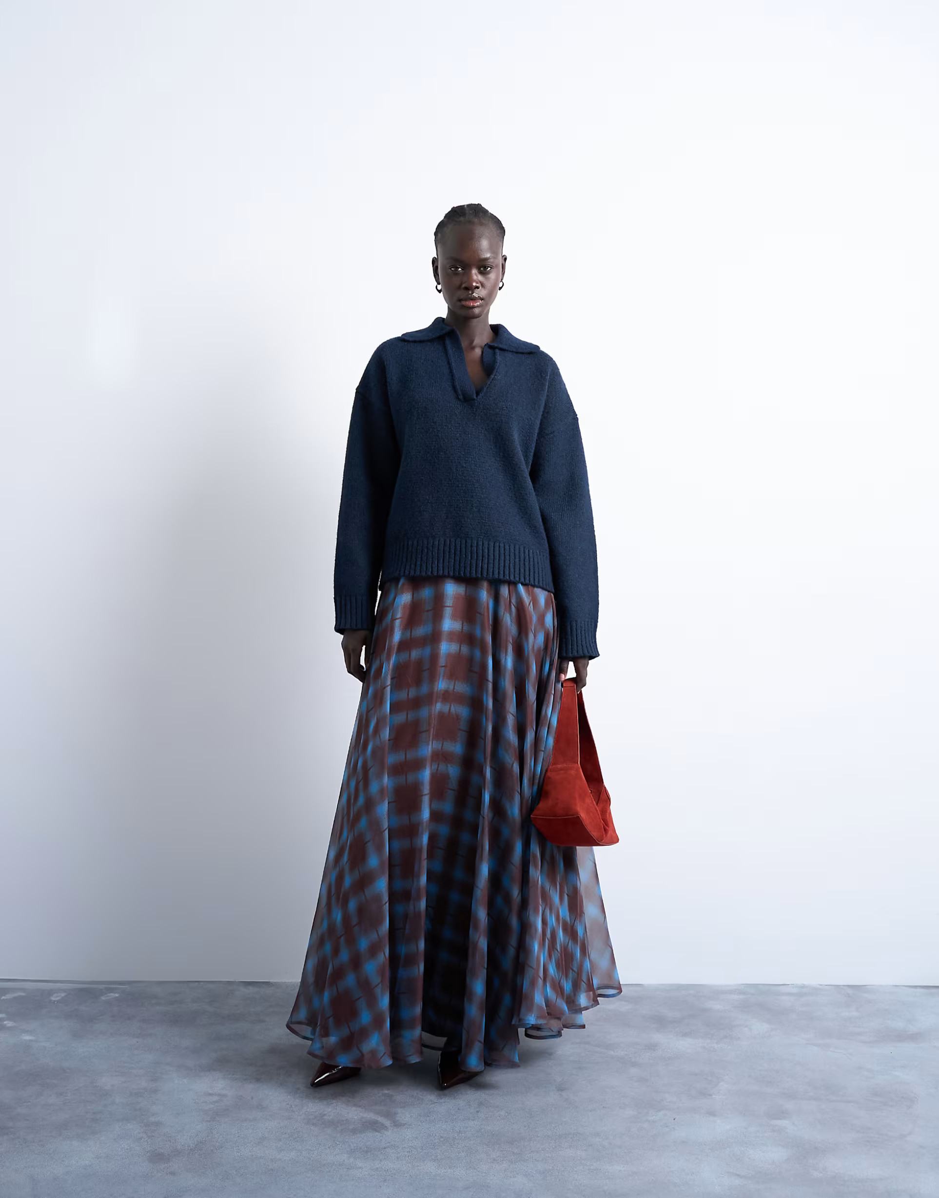 Topshop full circle maxi skirt in blue plaid | ASOS (Global)