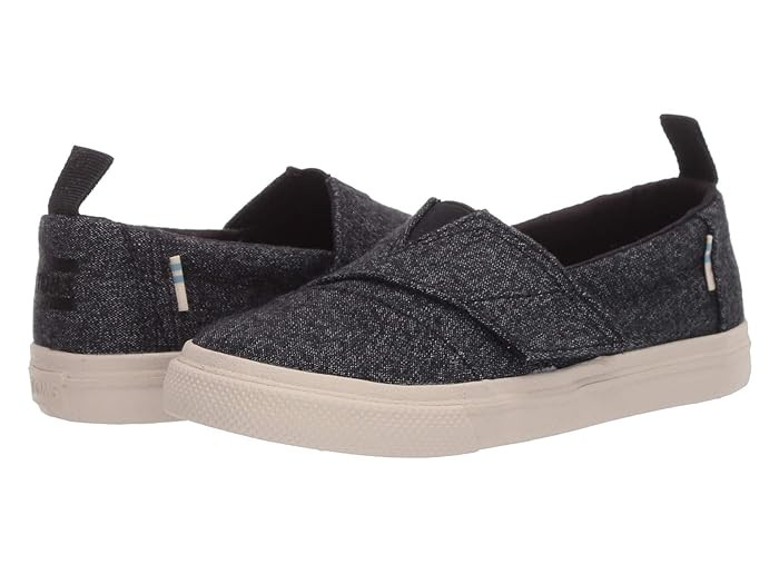 TOMS Kids Aliso Vulcanized (Toddler/Little Kid) (Black Brushed Denim) Kid's Shoes | Zappos