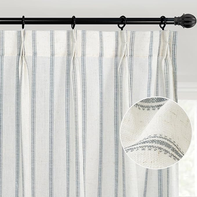 DriftAway Pinch Pleated Curtains 84 Inches Long 2 Panels 52 Inch Width Natural Linen Blended Ligh... | Amazon (US)