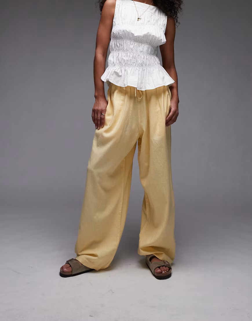 Topshop linen balloon trouser in yellow | ASOS (Global)