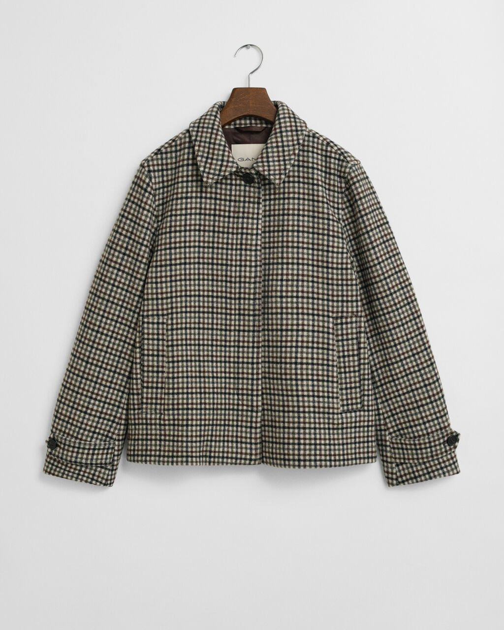 Short Checked Wool Blend Car Coat | Gant