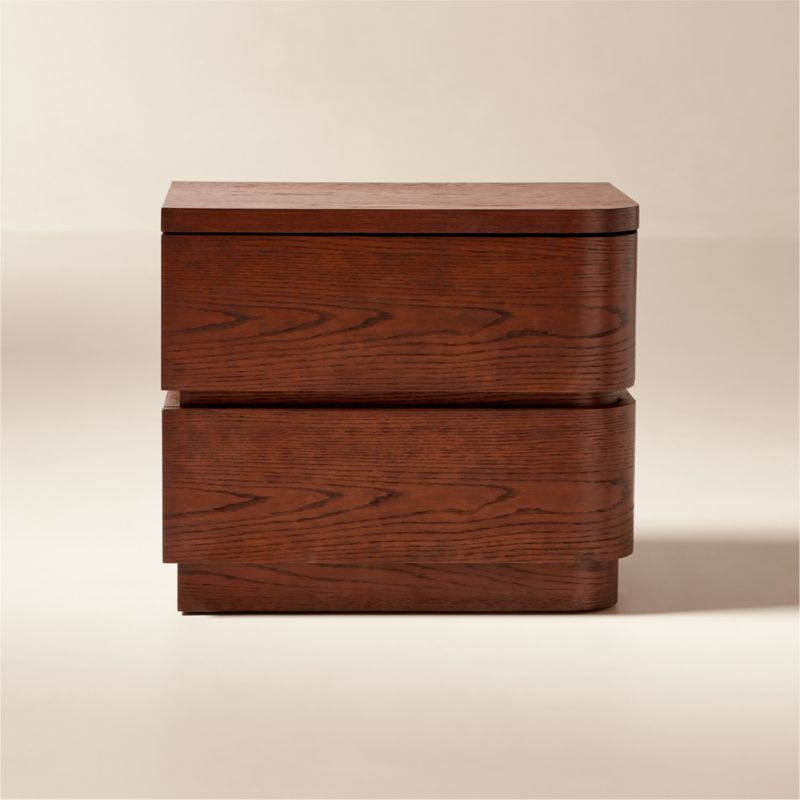 Gavin 2-Drawer Oak Wood Nightstand Right + Reviews | CB2 | CB2