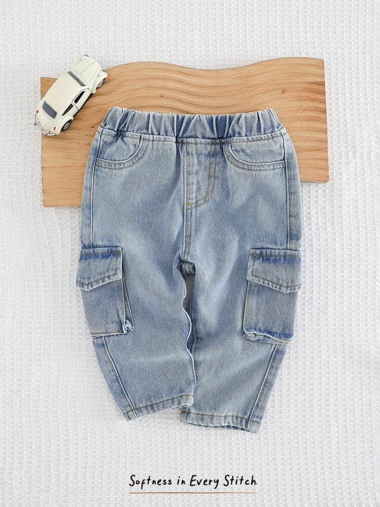 Cozy Pixies Baby Boy Elastic Waist Casual Versatile Comfortable Pocket Denim Pants | SHEIN