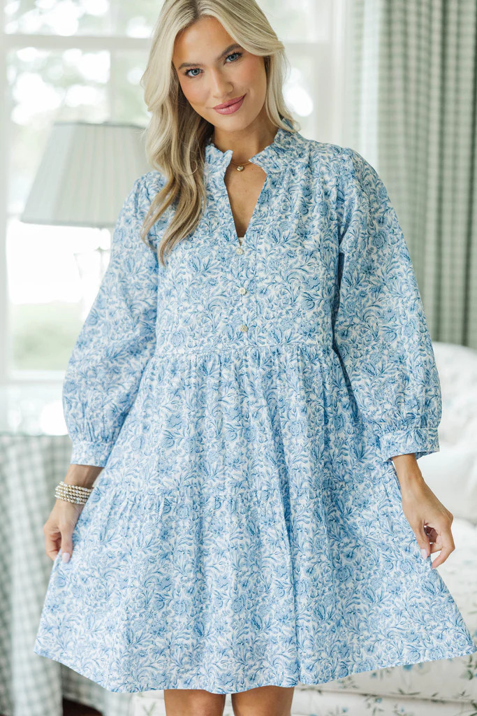 NURSING COLLECTION: A Timeless Love Blue Toile Dress | The Mint Julep Boutique