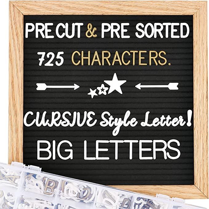 Felt Letter Board with Letters, 10x10 inch Changeable Letter Boards + Pre Cut & Sorted 725 White ... | Amazon (US)