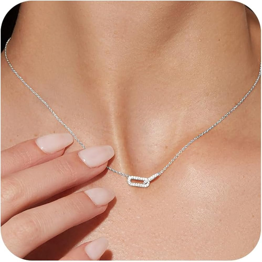 Gold Pendant Necklace for Women, Dainty Diamond Necklaces for Women Simple 14K Gold Plated Paperc... | Amazon (US)