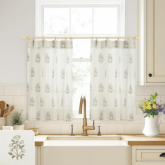 Cafe Curtains for Kitchen,Pinch Pleated Small Window Curtains Over Sink,Modern Farmhouse Neutral ... | Amazon (US)