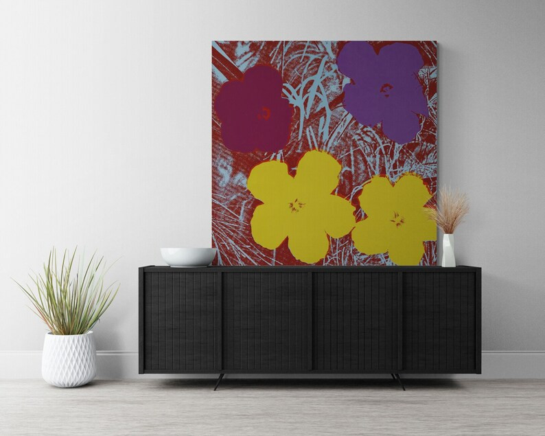 Colorful Flowers l Warhol l Pop Art | Canvas or Print (Framed /Unframed and Mat/No Mat) | Etsy (US)