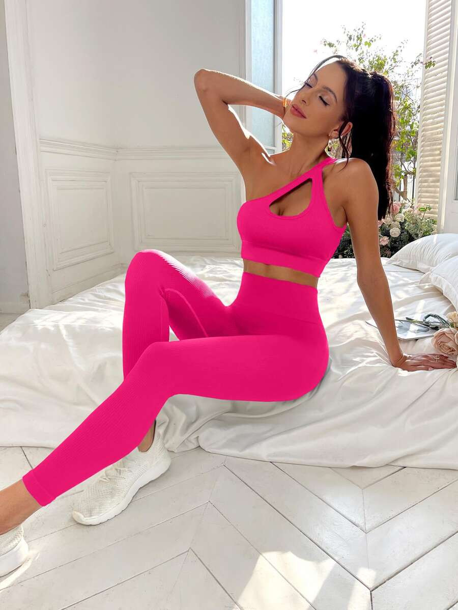 One Shoulder Cut Out Sports Set | SHEIN