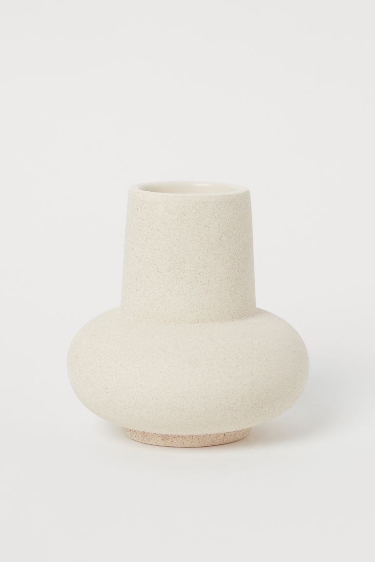 Small vase in glazed ceramic. Inner diameter at top approx. 2 in., diameter at widest point 5 1/4... | H&M (US)