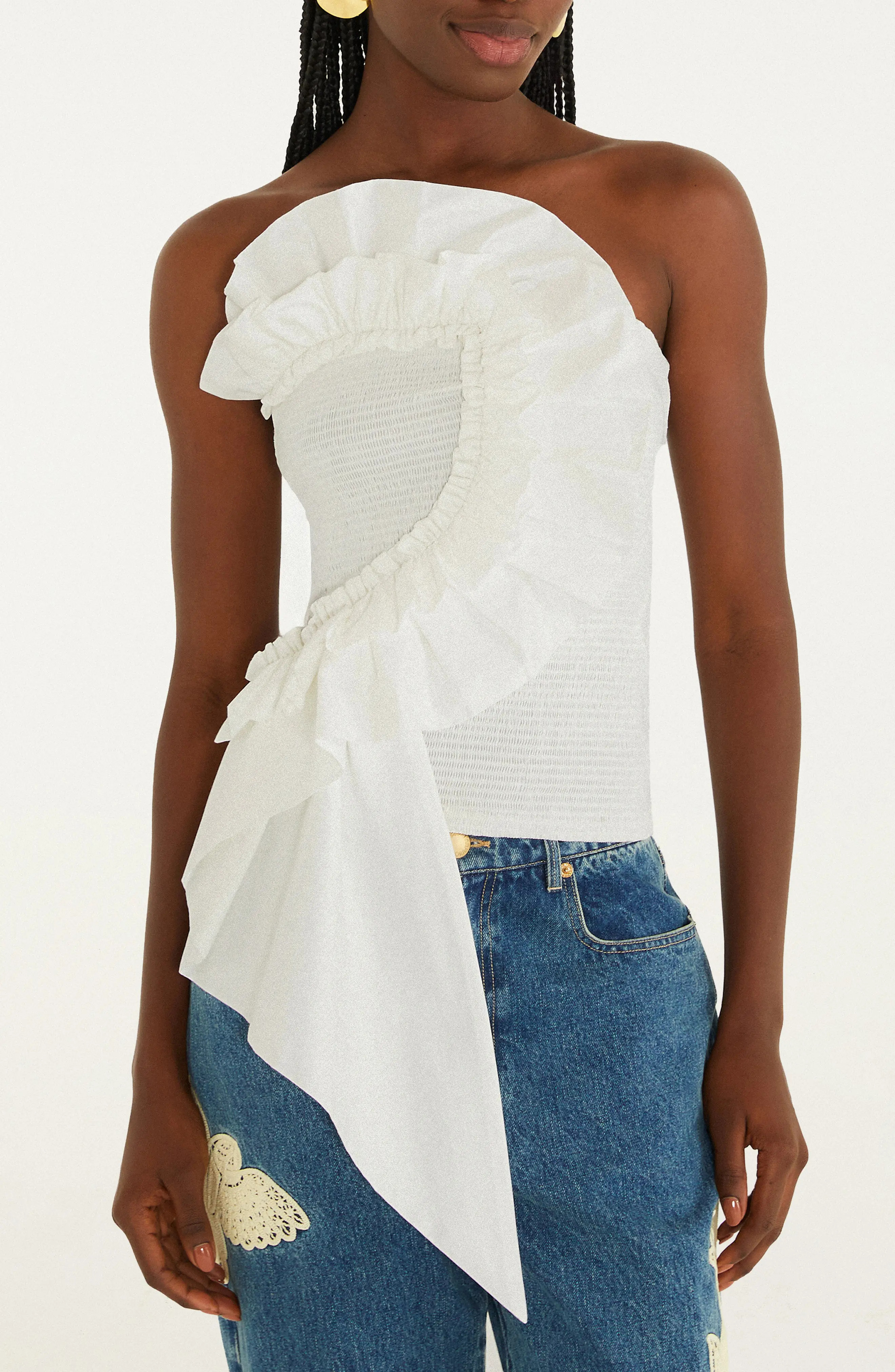 Strapless Smocked Cotton Ruffle Top (Women) | Nordstrom | Nordstrom