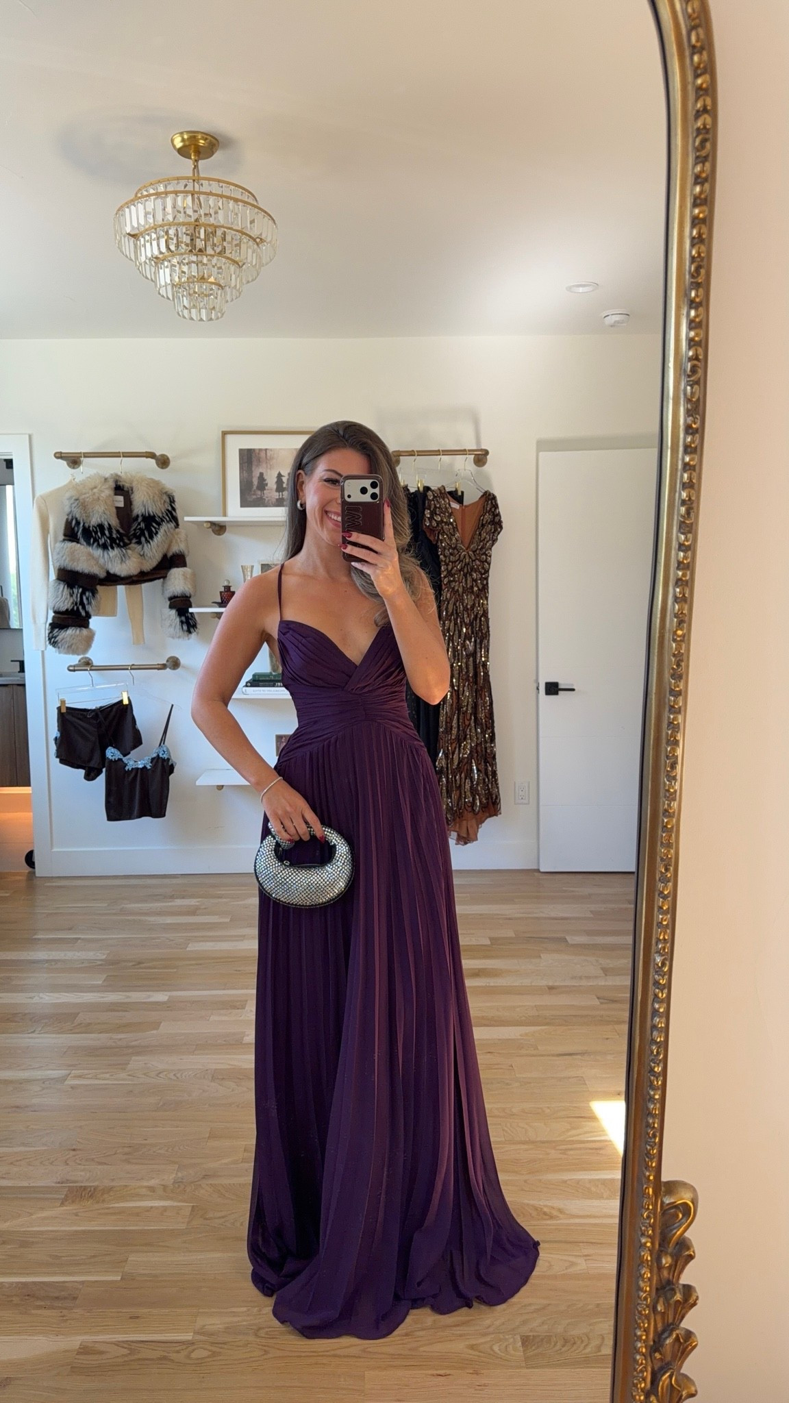 plum floor-length gown with a pleated V-neck bodice, thin straps, and a flowing skirt formal event & wedding guest dress under $100 🙌🏻✨

lulus - deals20
vici - emerson35
electric picks - emerson20

Im 5’4” and wearing my usual small/2 

affordable fashion finds, fall wedding guest dresses, wedding guest dresses, cocktail dresses, semi-formal dresses, black tie wedding guest dresses, destination wedding guest dresses, garden party dresses, wedding guest outfit ideas