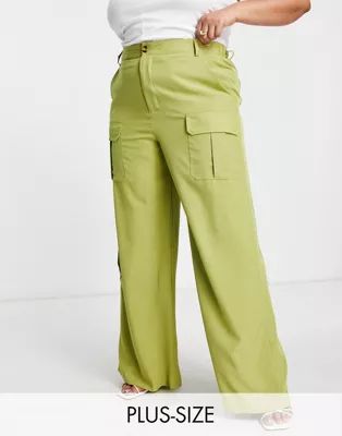 I Saw It First Plus utility cargo trousers in sage | ASOS (Global)