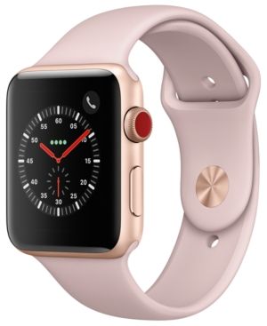 Apple Watch Series 3 (Gps + Cellular), 42mm Gold Aluminum Case with Pink Sand Sport Band | Macys (US)