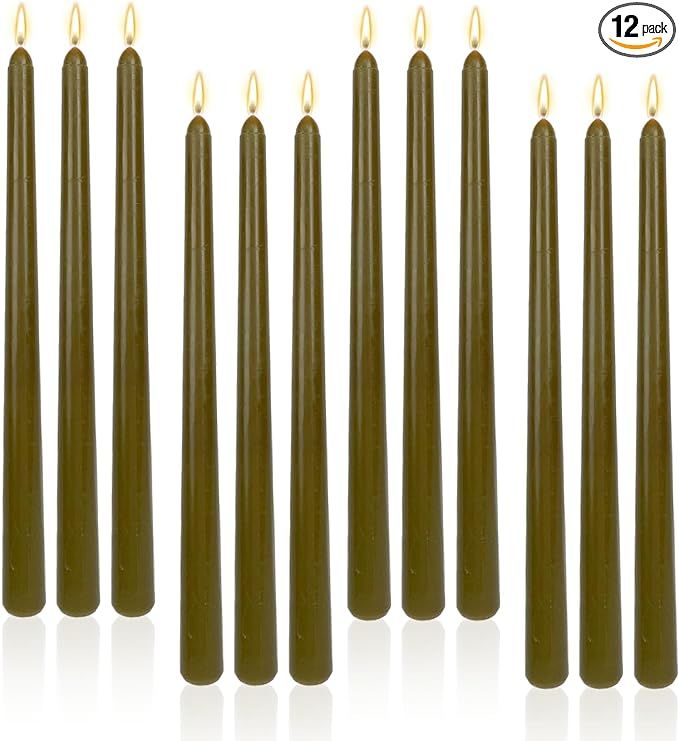 Olive 12 Inch Taper Candles Unscented Smokeless Long Tall Tapered Candle for Candlesticks Sticks ... | Amazon (US)
