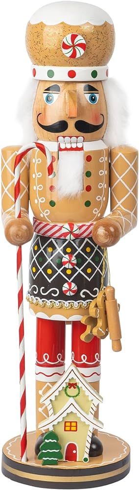FUNPENY 16" Christmas Decorations Nutcracker Figures, Wooden Gingerbread Man Collectible Nutcrack... | Amazon (US)