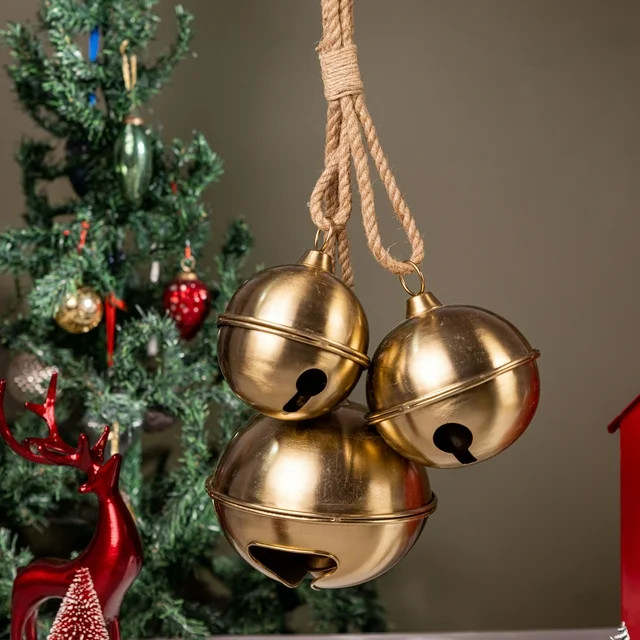 Gold Metal Bells Hanging Christmas Decor, 8.5 in, by Holiday Time | Walmart (US)