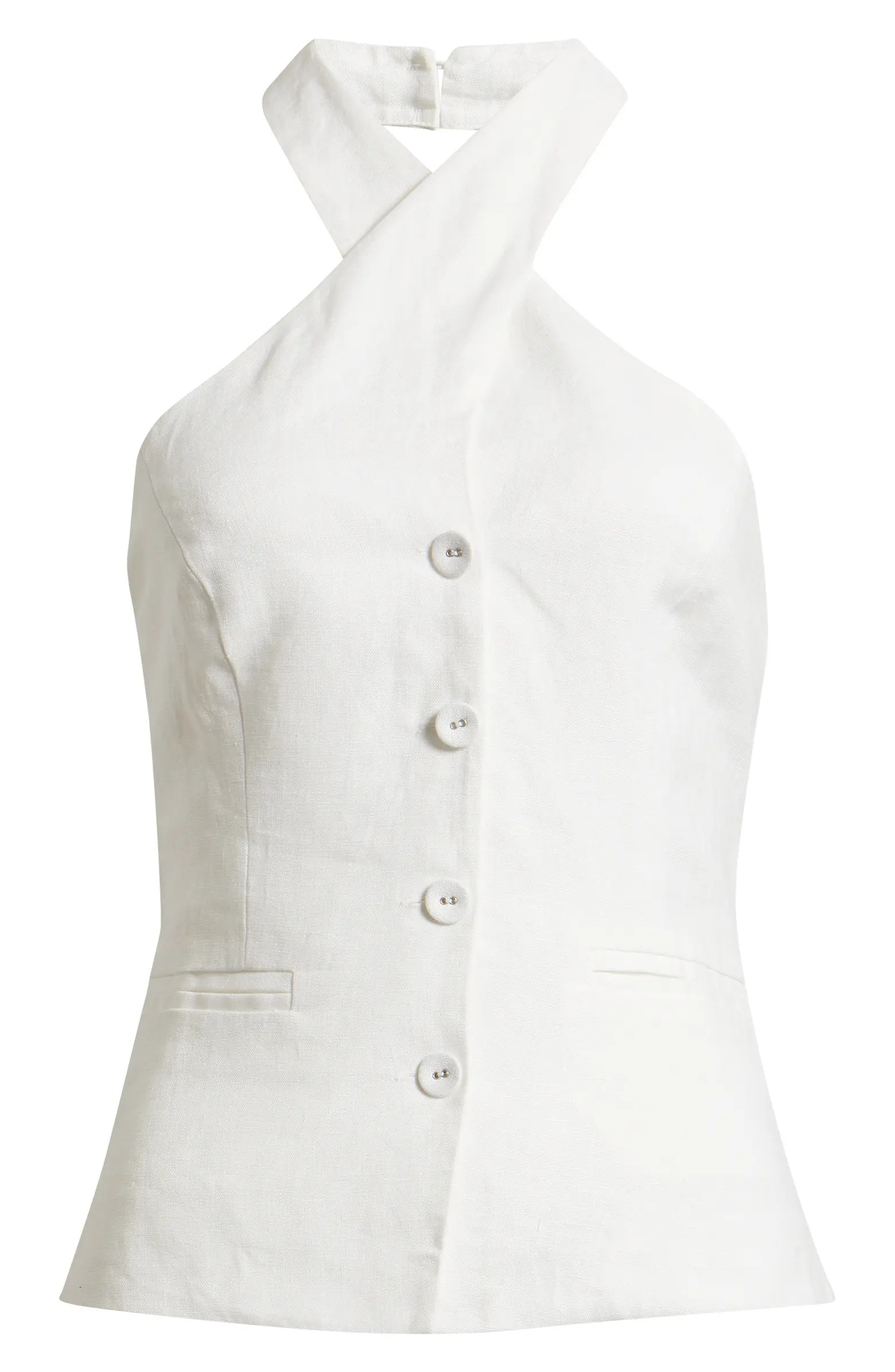 Tate Cross Neck Linen Top | Nordstrom