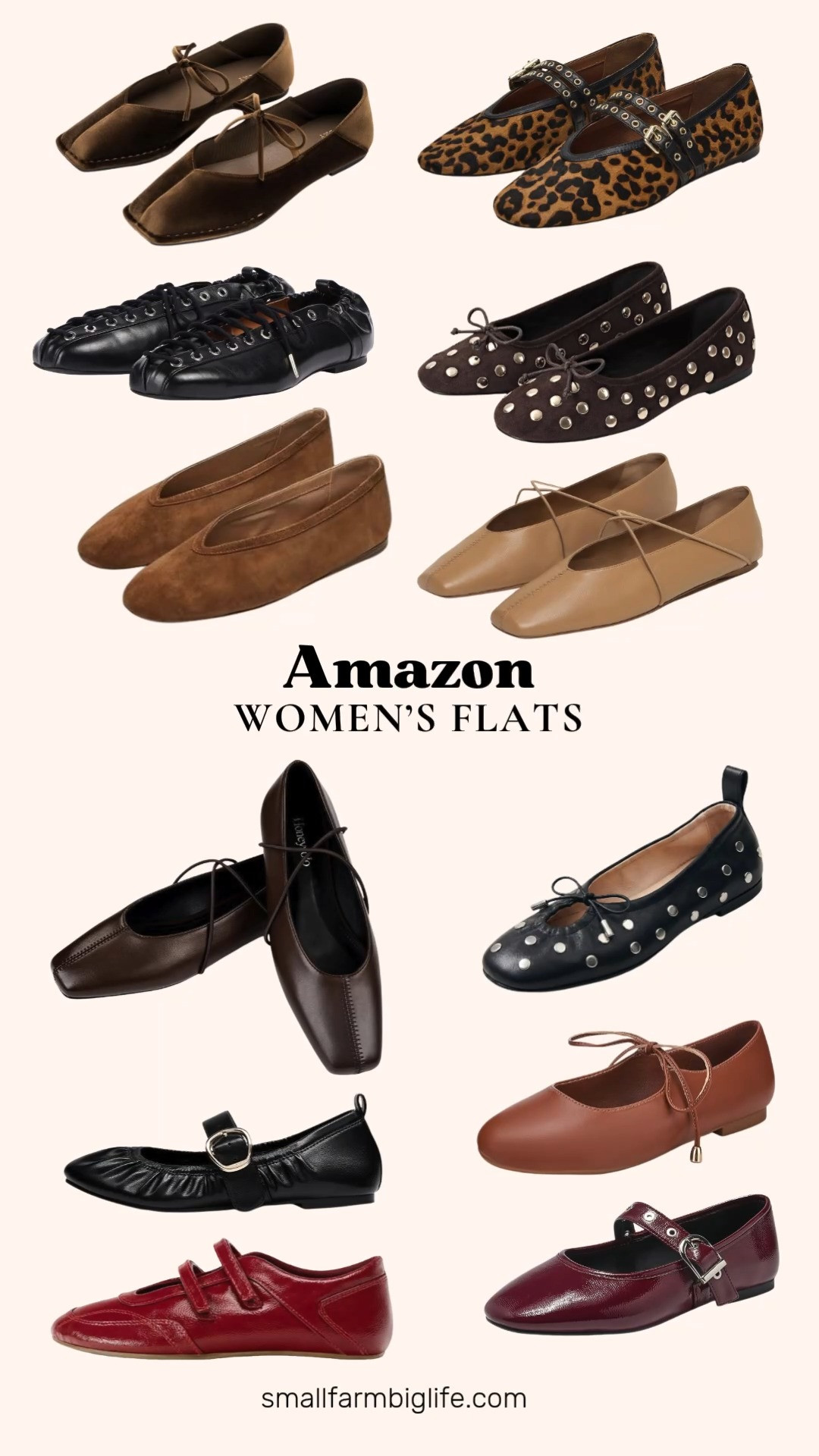Mary Jane flats are one of fall's easiest trends to wear, and this lineup has a comfortable option for every style. The brown OVANYOU studded flats with gold hardware and a bow bring a sweet, polished touch, while the dark brown and camel crisscross strap square toe flats are a versatile everyday option for the office.

For a lace up detail, the caramel Trary Mary Janes and the black Agodor leather flats both bring that classic, preppy ballet flat silhouette with the comfort of an adjustable fit. The coffee brown velvet FITORY flats with a cute bow add a soft, dressy texture, perfect for work or a night out.

A few standout details round out the group, the leopard suede LUXMAX mesh flats bring a fun print, and the black flats with silver studs and a bow add a little edge to a classic silhouette. The burgundy CouieCuies buckle flats and the black Coutgo ruched flats are both easy, comfortable options for daily wear, and the red elastic strap ballet flats bring a pop of color to any fall outfit.

#amazonfashion #maryjaneflats #fallfashion #falloutfits #amazonfinds 

 #LTKootd #LTKOver40 #LTKWorkwear