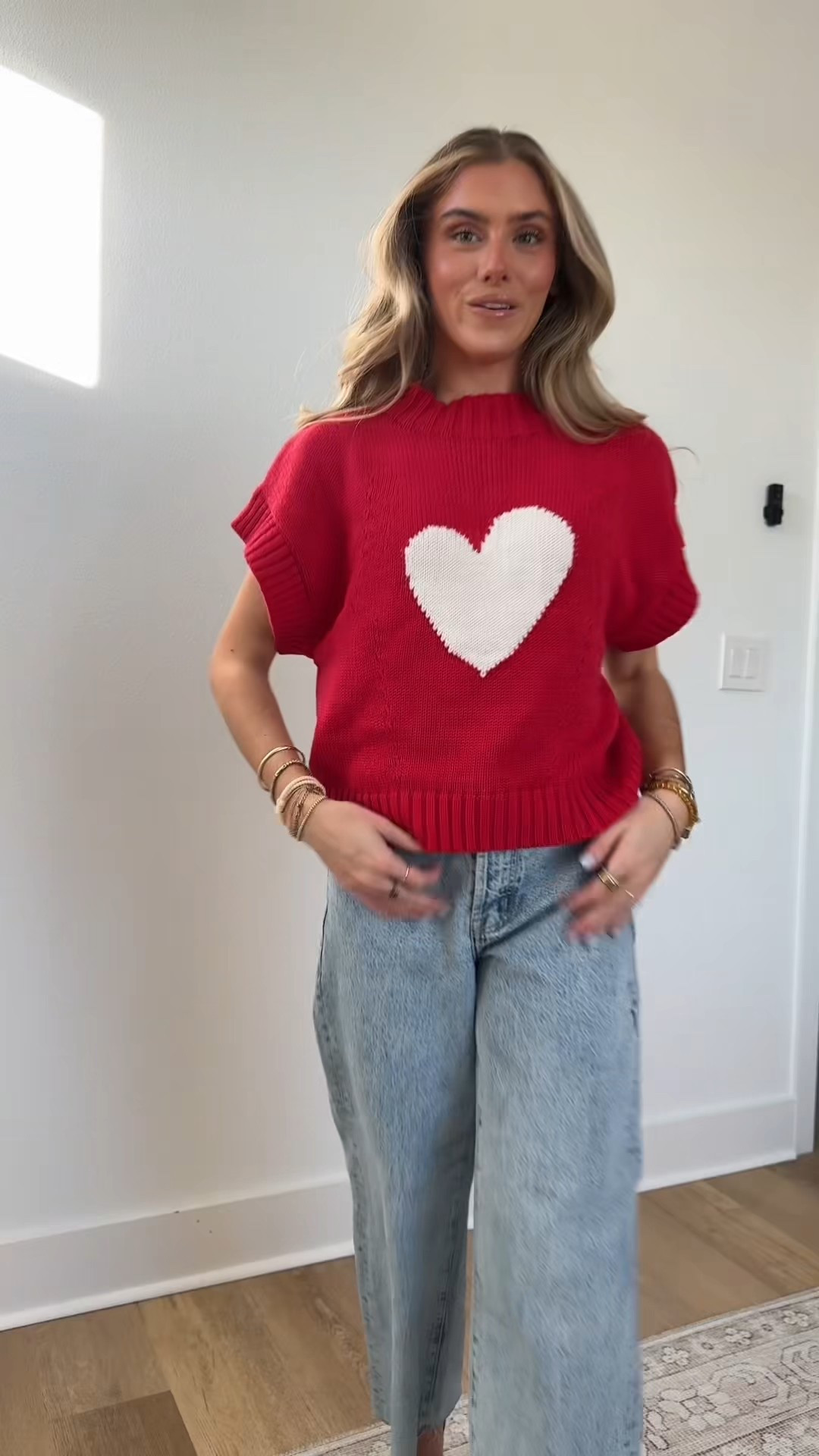 Amazon size small Saodimallsu Womens Cap Sleeve Cropped Sweater Mock Neck Cute Heart Loose Valentine Knit Tank Tops. Valentine’s Day. Valentine’s Day outfit

#LTKValentine #LTKSaleAlert #LTKootd
