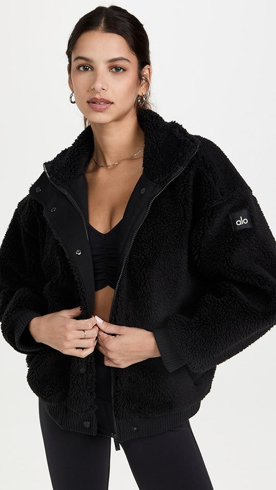 Alo Yoga Sherpa Varsity Jacket | SHOPBOP | Shopbop