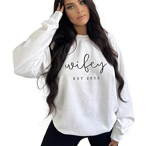 Wifey Sweatshirt with Est year - Future Mrs Sweatshirt - New Bride - Honeymoon Pajamas - Wedding ... | Amazon (US)