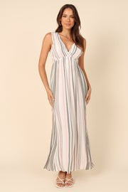 Judd V Neck Maxi Dress - Olive Stripe | Petal & Pup (US)