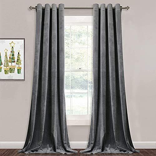 Amazon.com: StangH Grey Velvet Curtains for Living Room - 96 inches Long Light Blocking Velvet Cu... | Amazon (US)