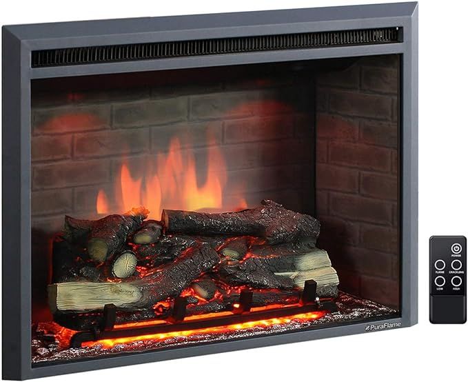 PuraFlame 30 Inches Western Electric Fireplace Insert with Fire Crackling Sound, Remote Control, ... | Amazon (US)