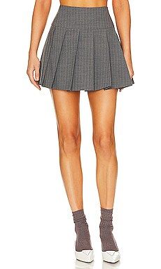 Vivetta Pinstripe Short Pleated Skirt in Grey Basic Stripes from Revolve.com | Revolve Clothing (Global)